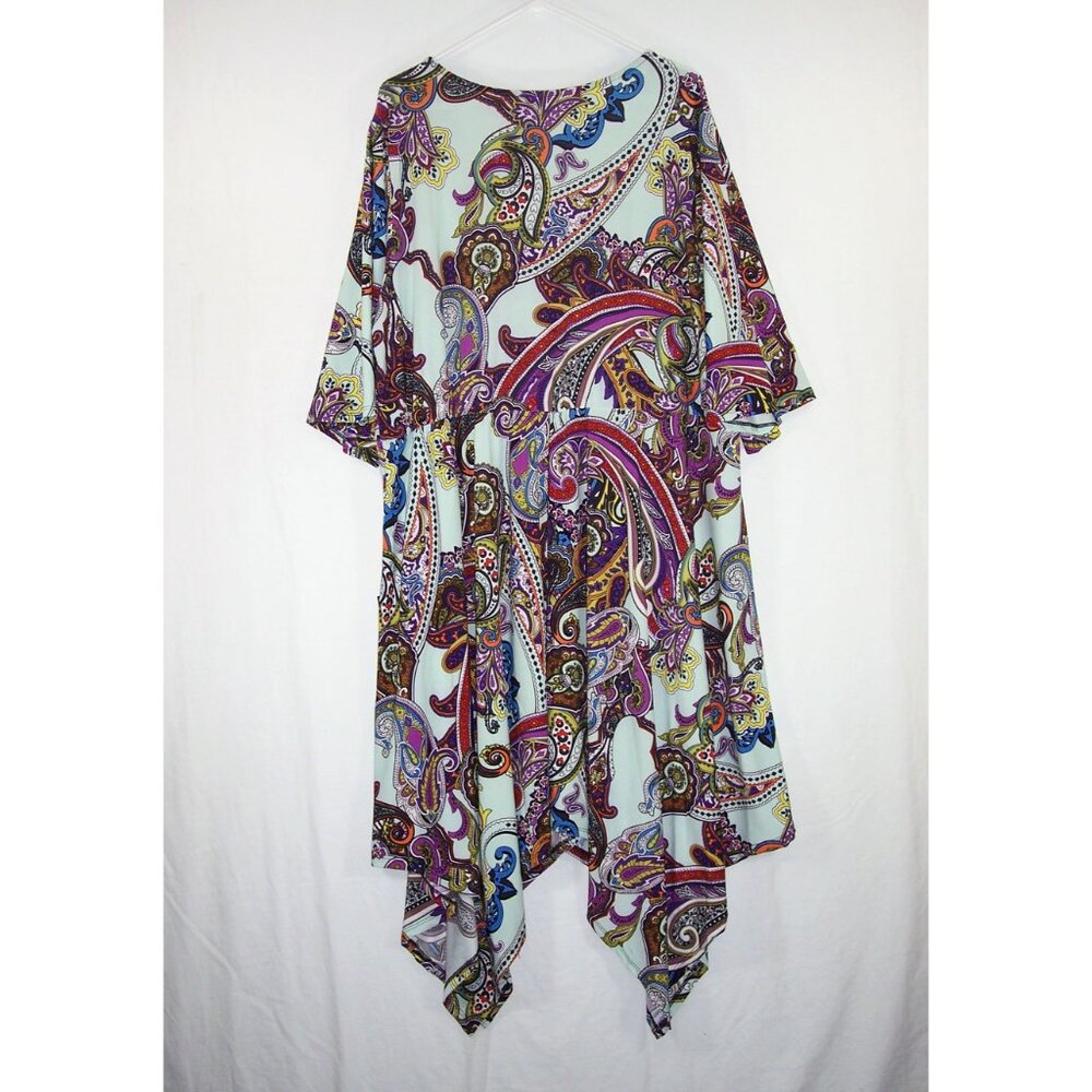 NEW Avenue 22/24 Paisley Dress Handkerchief Hem Elbow Length Sleeves V-Neck NWT - Picture 8 of 14